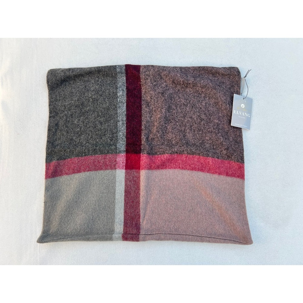 ELVANG DENMARK‎ Plaid Alpaca Wool Sham Pillow Case Cover Berry Grey Pink